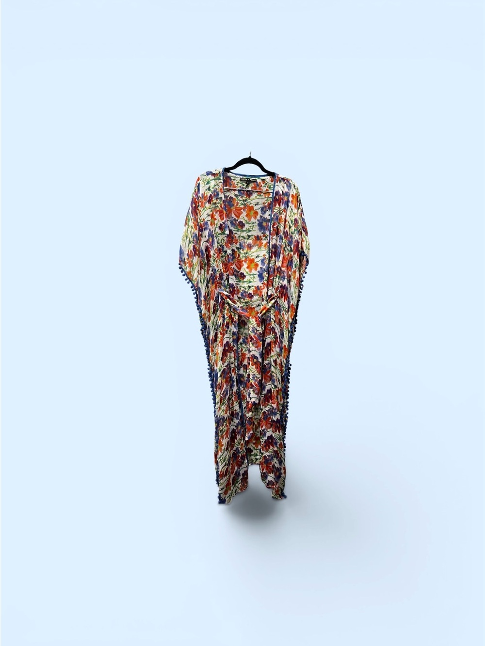 Floral Pom-Pom Trim Caftan Dress in Multicolor America and Beyond